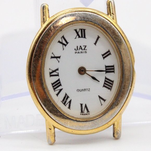 Vintage JAZ Paris Watch Face Womens Gold Tone Stainless Steel Roman Numbers Dial - Picture 1 of 7